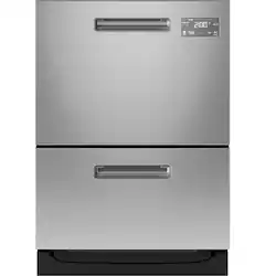 GE Profile - 24" Front Control Smart Built-In Double Drawer Dishwasher with Microban Antimicrobial Protection - Stainless Steel - Front_Zoom