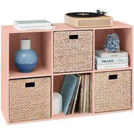 Best Choice Products - 6-Cube Bookshelf, 13.5in Display Storage System, Organizer w/ Removable Back Panels - Light Pink