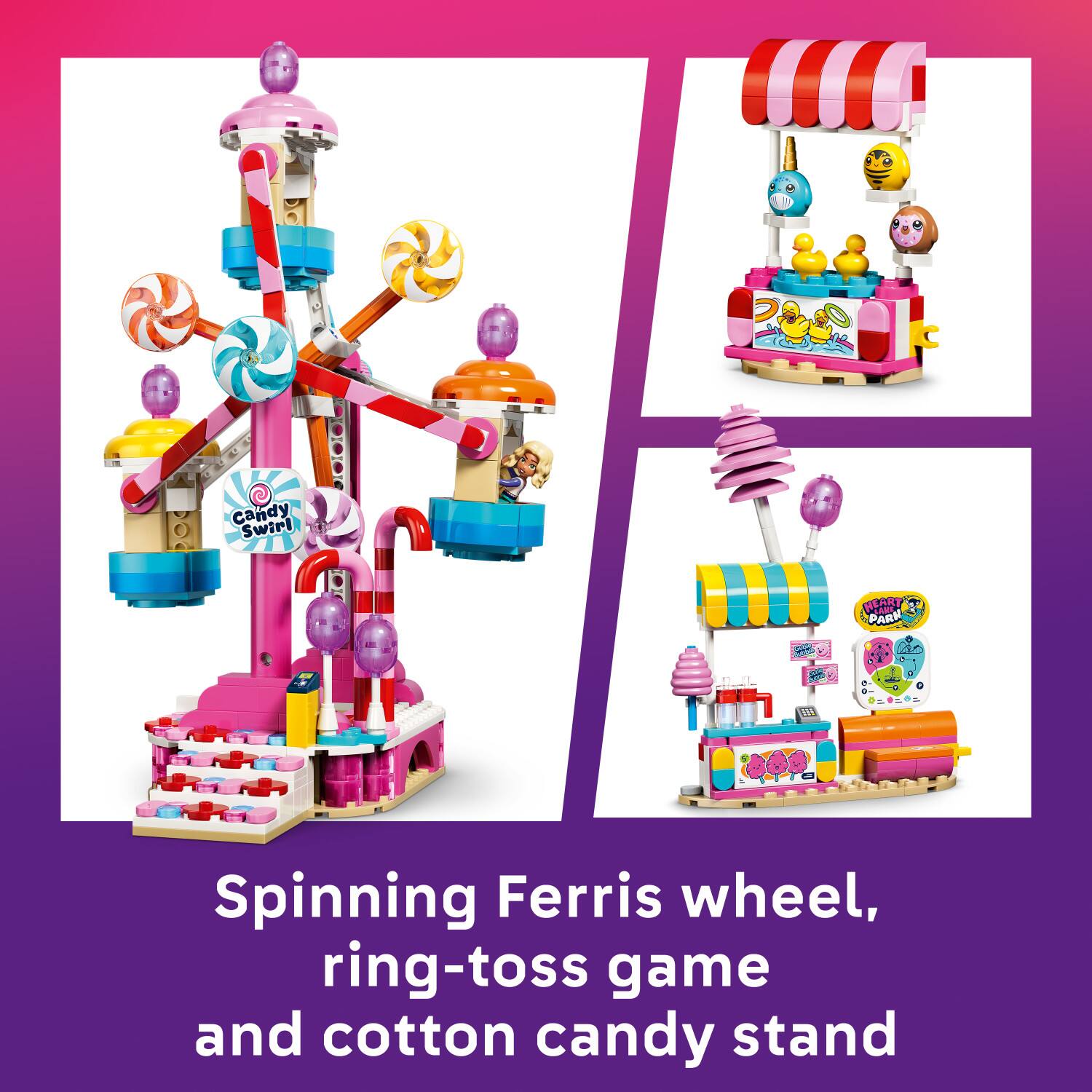 Candy Swirl PEA PARK St N Spinning Ferris wheel, ring-toss game and cotton candy stand