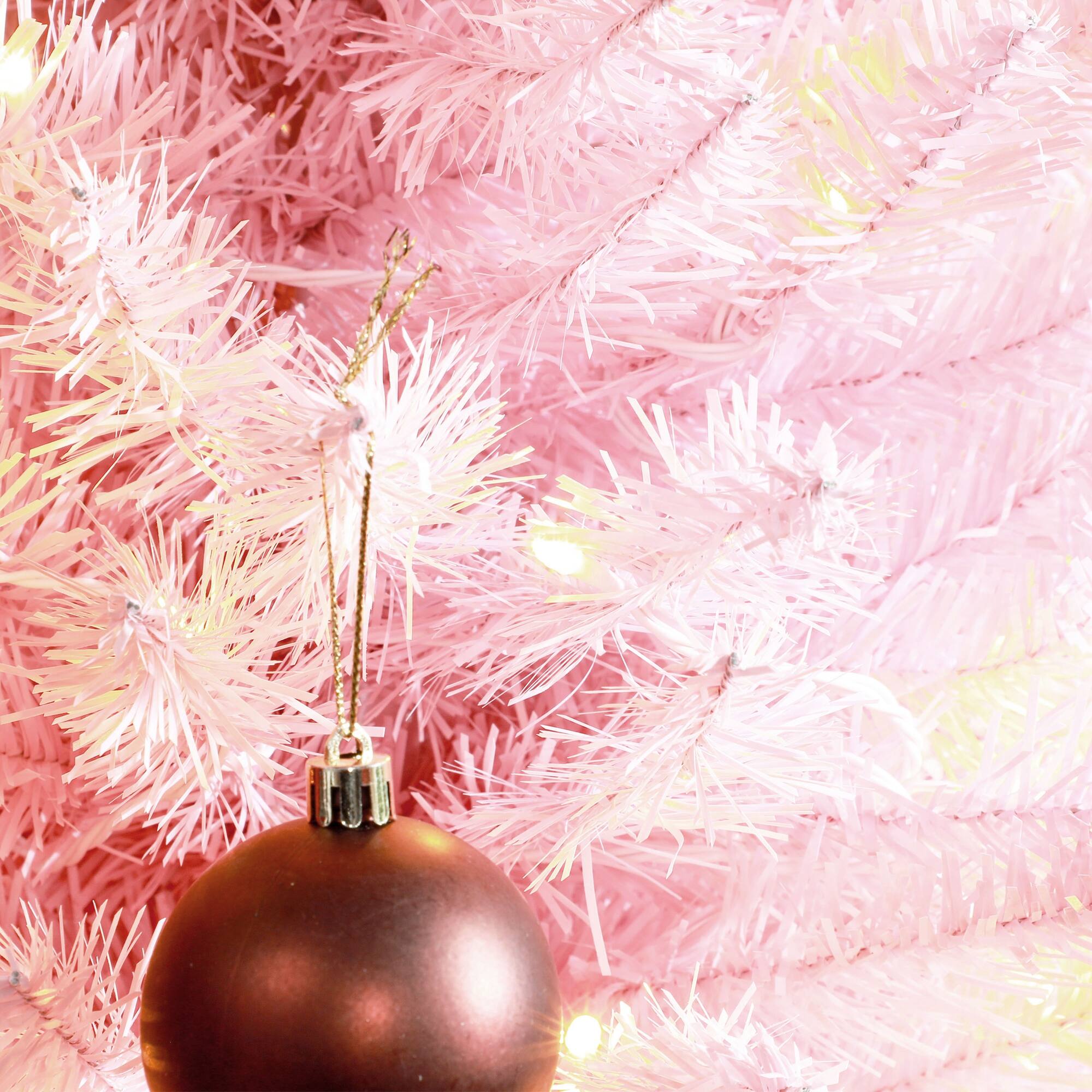 Alt View 8. Homcom - Tall Pre-Lit Slim Noble Fir Artificial Pencil Christmas Tree with 300 Warm White LED Lights and 618 Tips - Pink.