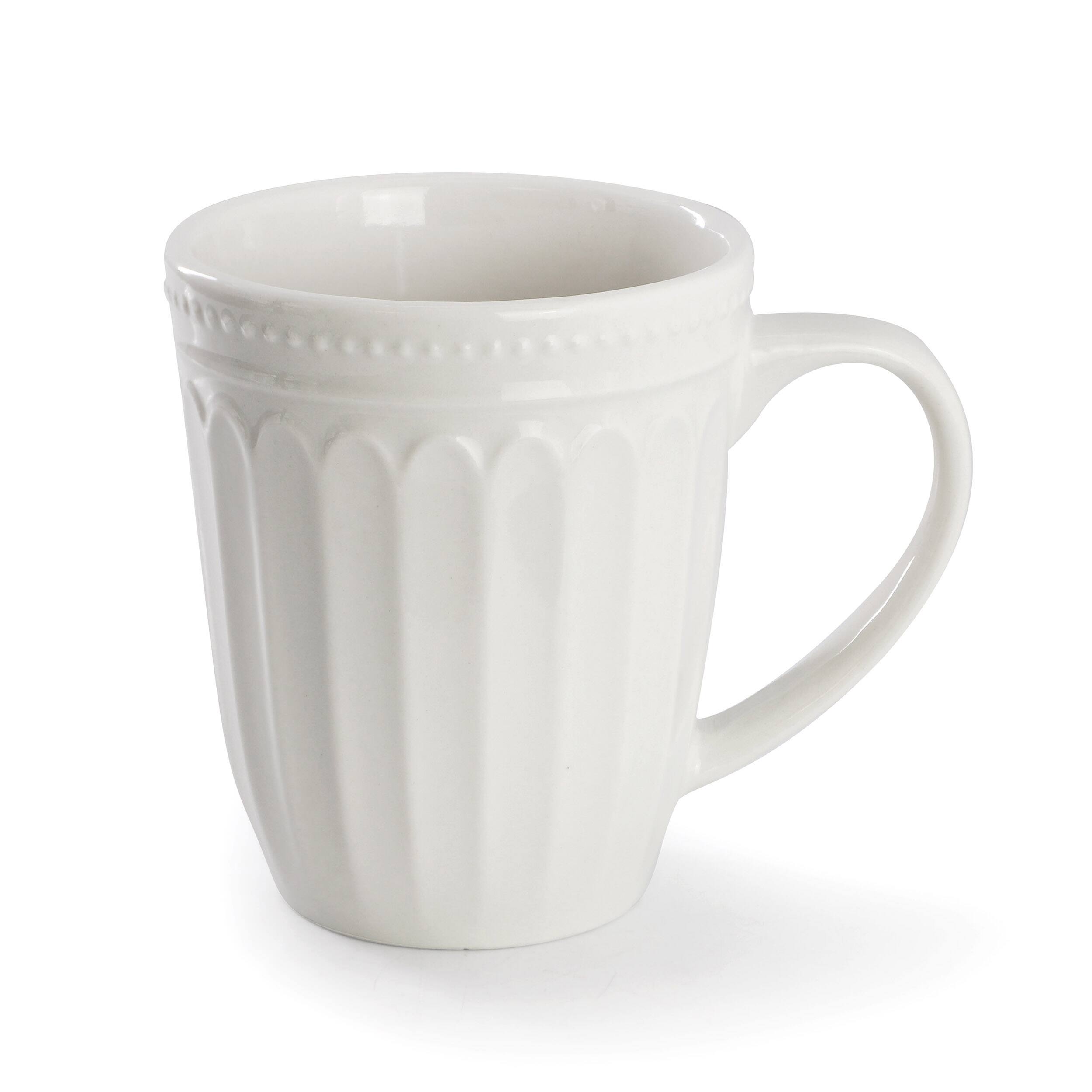 Angle. Elama - Elama Hansel 6 Piece Stoneware 12 Ounce Mug Set in White, Service for 6 - White.