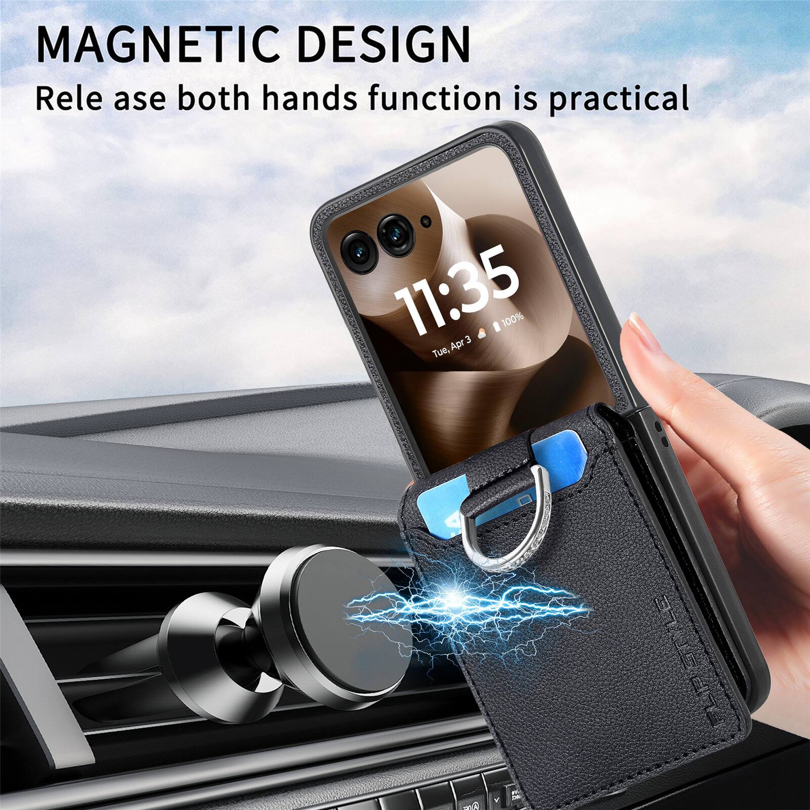 MAGNETIC DESIGN  
Release both hands function is practical  

11:35  
100%  
Tue, Apr 3  

CURENLE