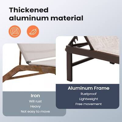 Thickened aluminum material

Iron
Will rust
Heavy
Not easy to move

Aluminum Frame
Rustproof
Lightweight
Free movement