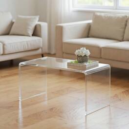 Kadyn - 0.6" Thick Acrylic Coffee Table, 32" Long Rectangle Waterfall Coffee Table, Waterfall end table with a U-shape - Clear