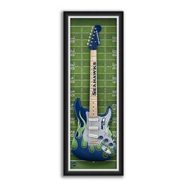 Sporticulture - Seattle Seahawks 14" x 37" Framed Electric Guitar Print - Green
