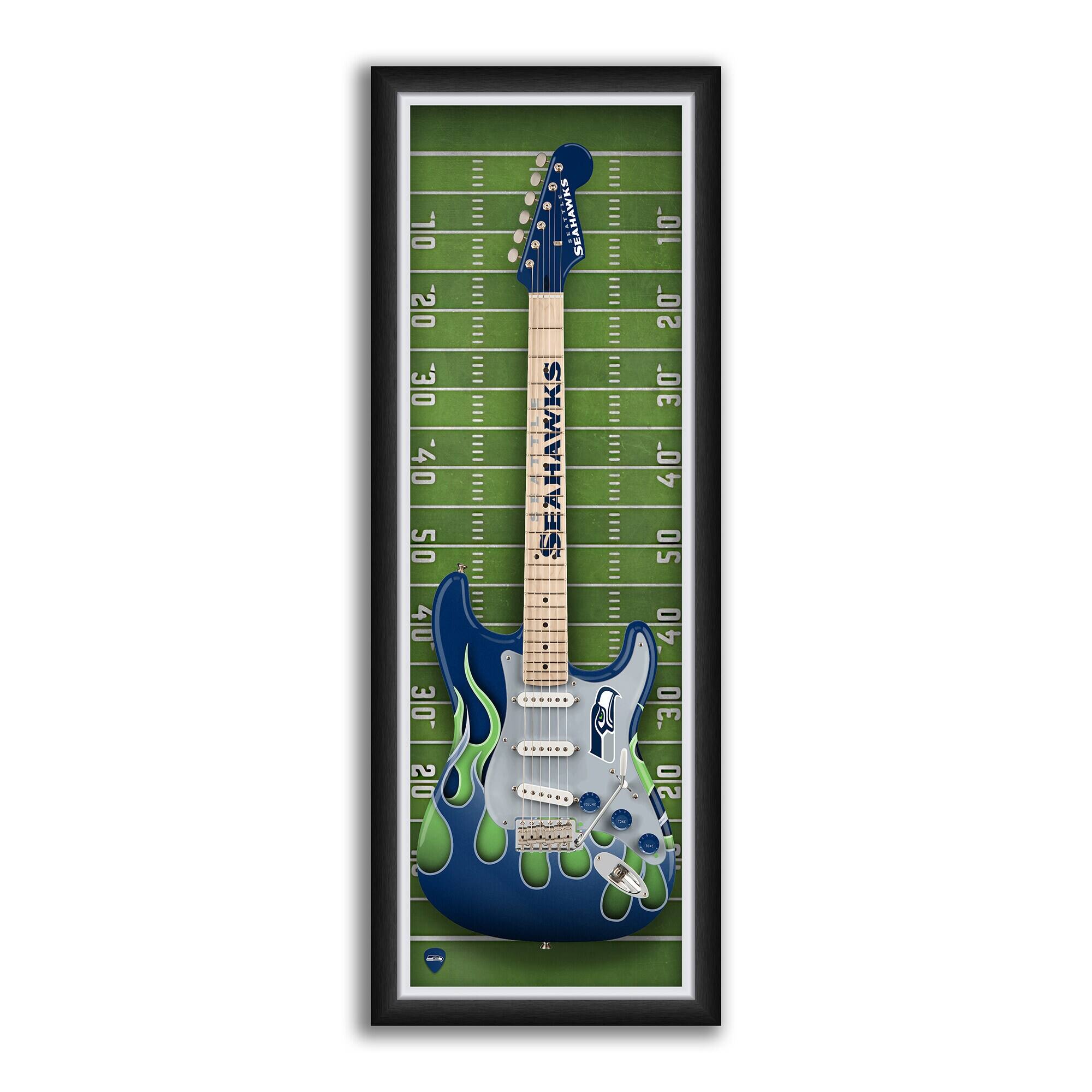Seattle Seahawks 14" x 37" Framed Electric Guitar Print