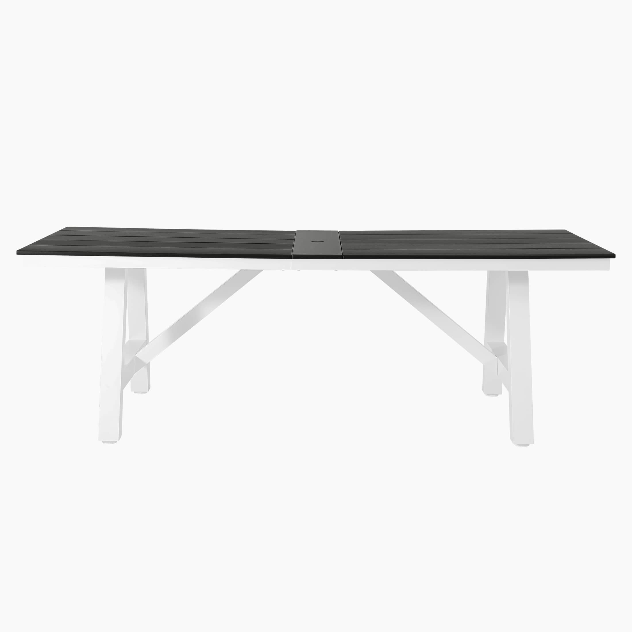 "WestinTrends - Cape May 90"" HDPE Rectangle Outdoor Patio Dining Table With Umbrella Hole and Metal Frame - Gray" price history on PriceWatchPro