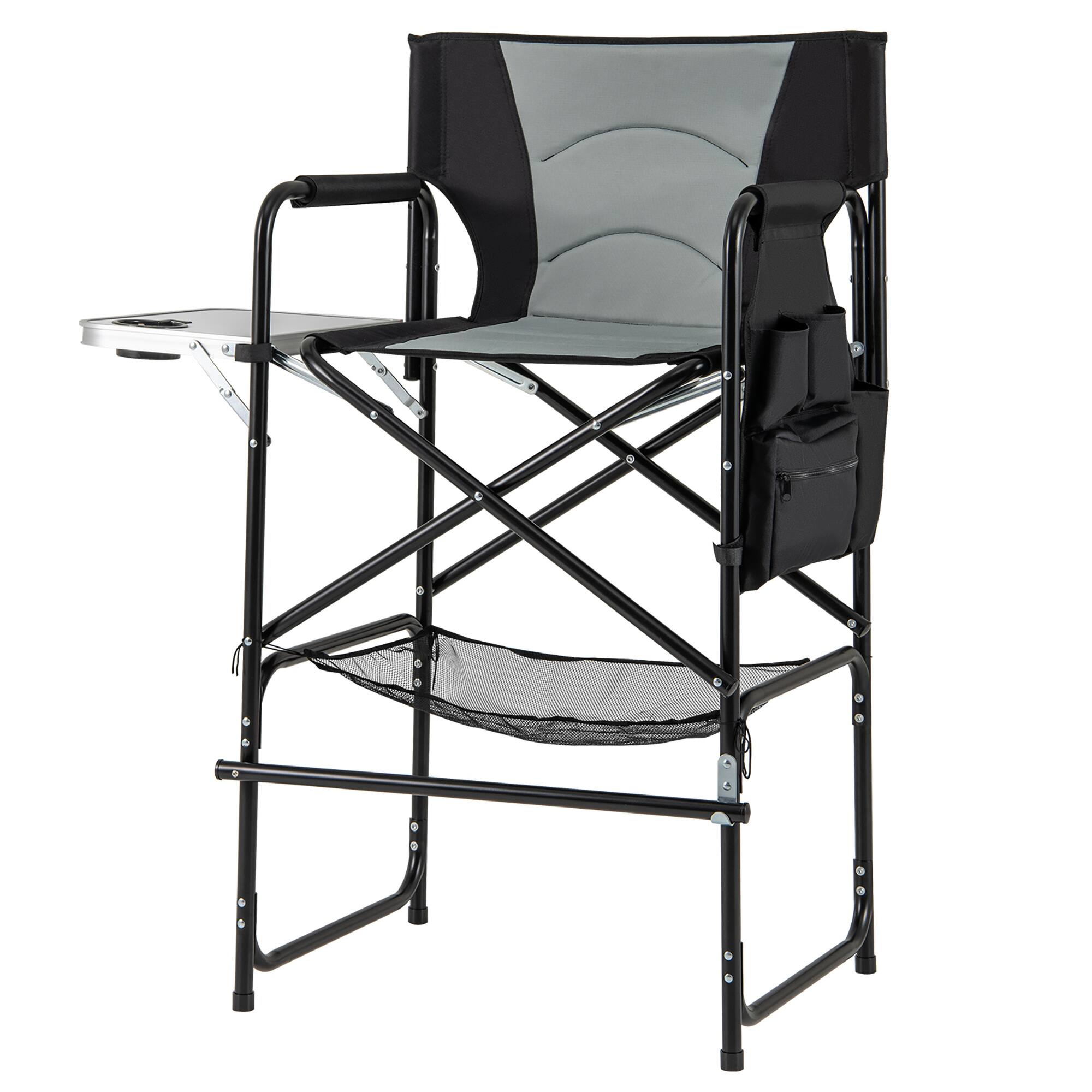 Alt View 9. Gymax - Gymax 46'' Tall Directors Chair w/ Foldable Side Table & Footrest Extra Cup Holder - Black, Gray.