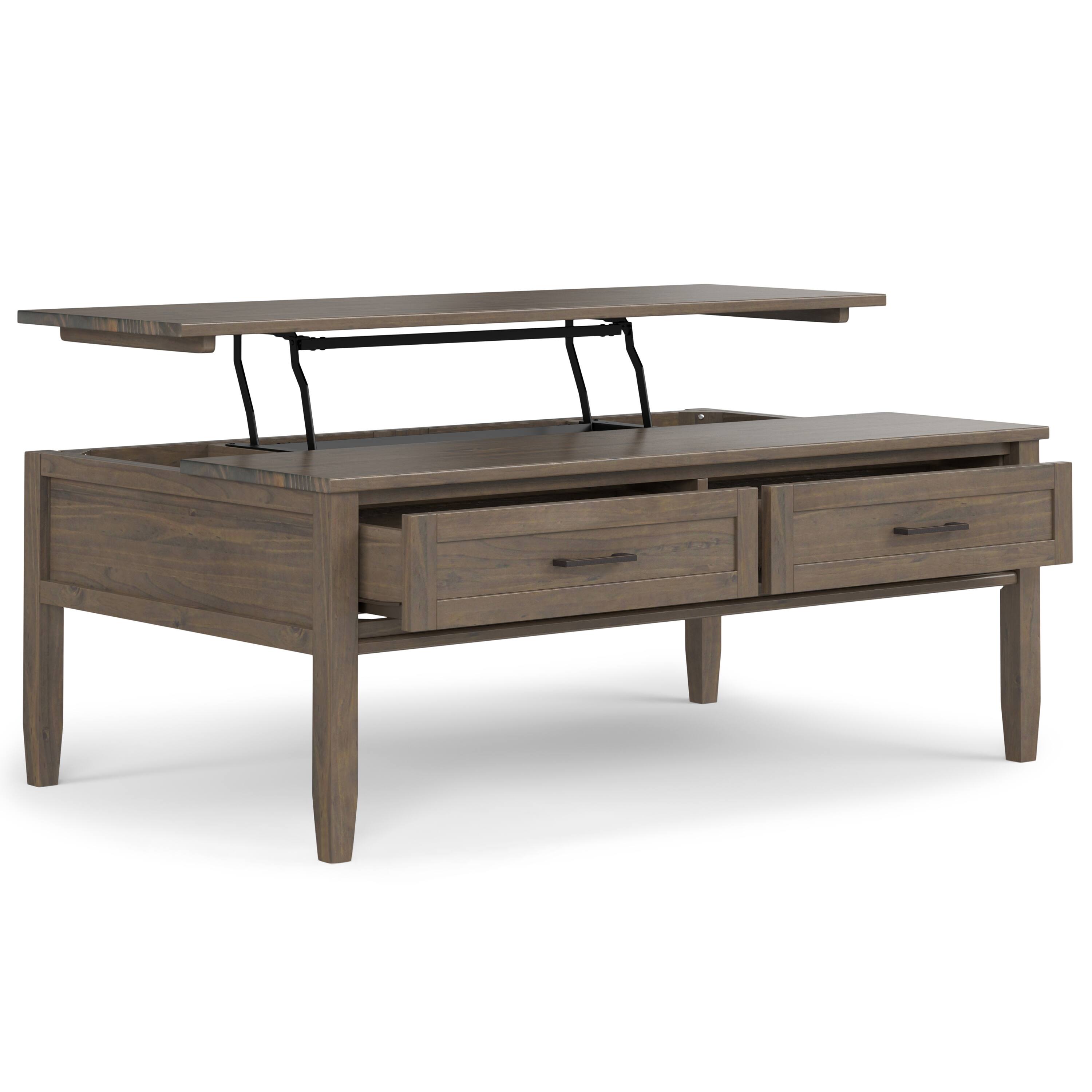 Back. Simpli Home - Ela SOLID WOOD 48 inch Wide Rectangle Transitional Lift Top Coffee Table in Smoky Brown - Smoky Brown.