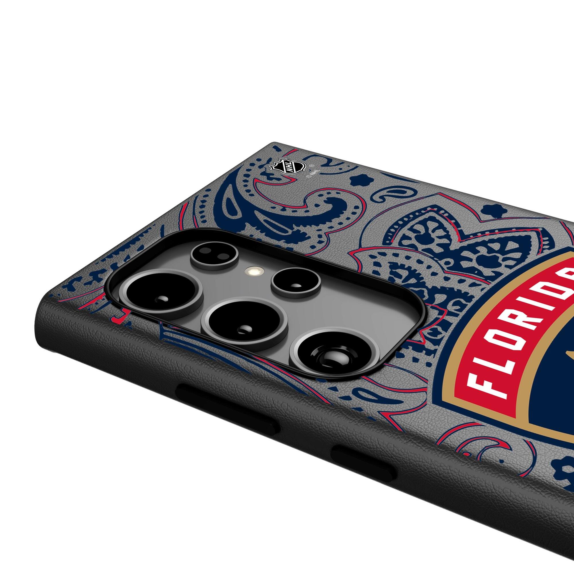 Alt View 3. Keyscaper - Florida Panthers Paisley Galaxy Magnetic Bump Case - S25 Ultra - Black.