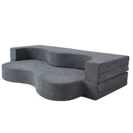 U-HOMY - High-Density Foam Folding Sofa Bed: Convertible Floor Couch for Living Room, Guest Room, and Bedroom - Gray