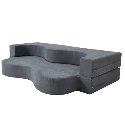 Front. U-HOMY - High-Density Foam Folding Sofa Bed: Convertible Floor Couch for Living Room, Guest Room, and Bedroom - Grey.