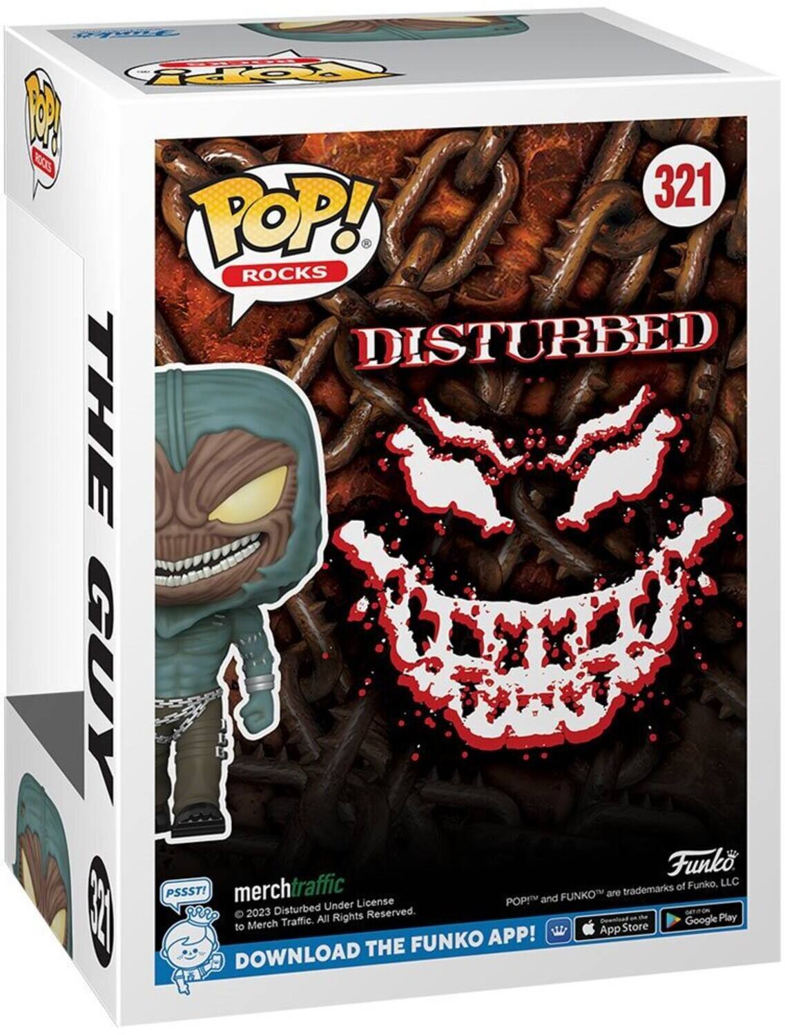 Po 1 R0CE 321 TOP! ROCKS DISTURBED THE GUY Funk of Funko, LLC PSSST! merchtraffic License POP and FUNKO are trademarks. Disturbed Under 1 gRr: 2023 Reserved. GETON Traffic. All Rights Google Play to Merch App Store APP! THE FUNKO DOWNLOAD