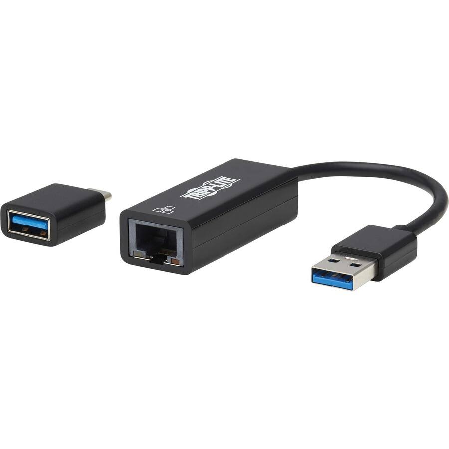 Alt View 4. Tripp Lite - Eaton Tripp Lite Series USB-C, USB-A to RJ45 Gigabit Ethernet Network Adapter (2xM/F), USB 3.2 Gen 1, Black - USB 3.0 - Black.