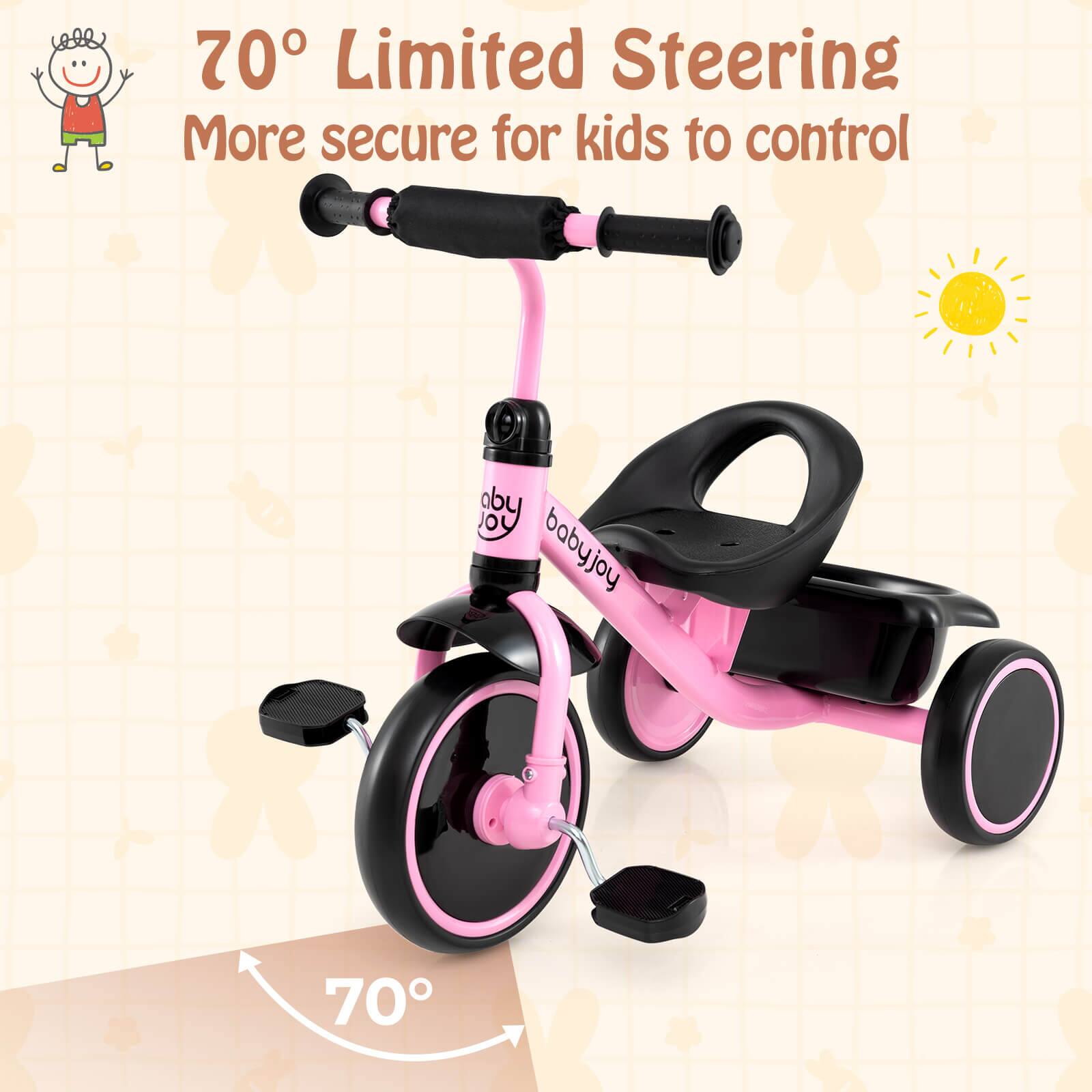 70° Limited Steering  
More secure for kids to control  

babyjoy