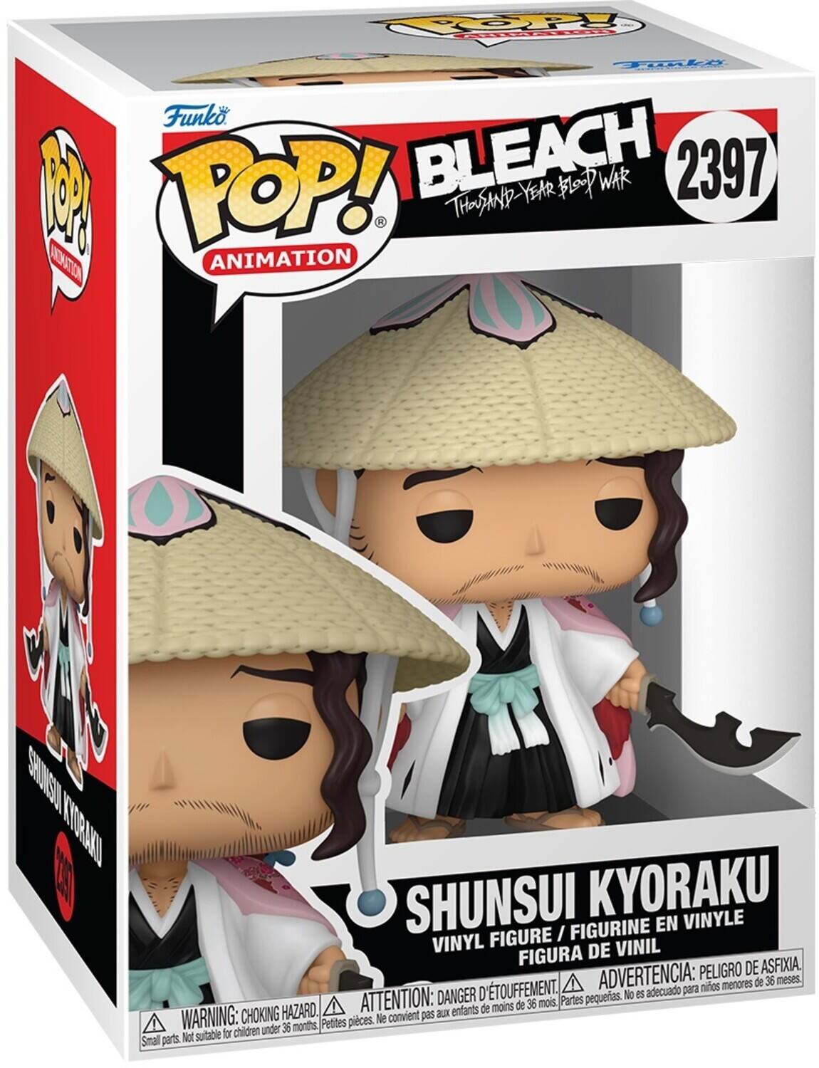 Funko POP! Animation  
BLEACH  
THOUSAND-YEAR-BLOOD WAR  
2397  

SHUNSUI KYORAKU  
VINYL FIGURE / FIGURINE EN VINYLE / FIGURA DE VINIL  

WARNING: CHOKING HAZARD. Small parts. Not suitable for children under 36 months.  
ATTENTION: DANGER D'ÉTOUFFEMENT. Petites pièces. Ne convient pas aux enfants de moins de 36 mois.  
ADVERTENCIA: PELIGRO DE ASFIXIA. No es adecuado para niños menores de 36 meses.