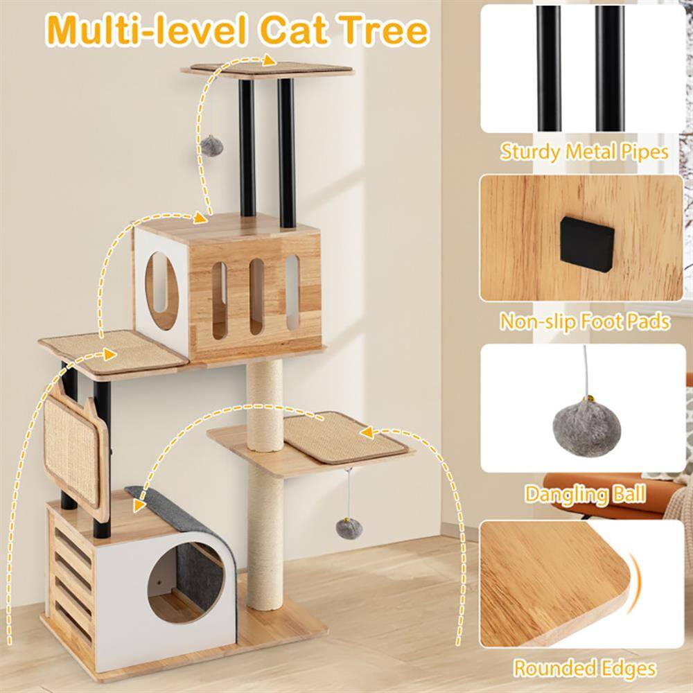 Multi-level Cat Tree

- Sturdy Metal Pipes
- Non-slip Foot Pads
- Dangling Ball
- Rounded Edges