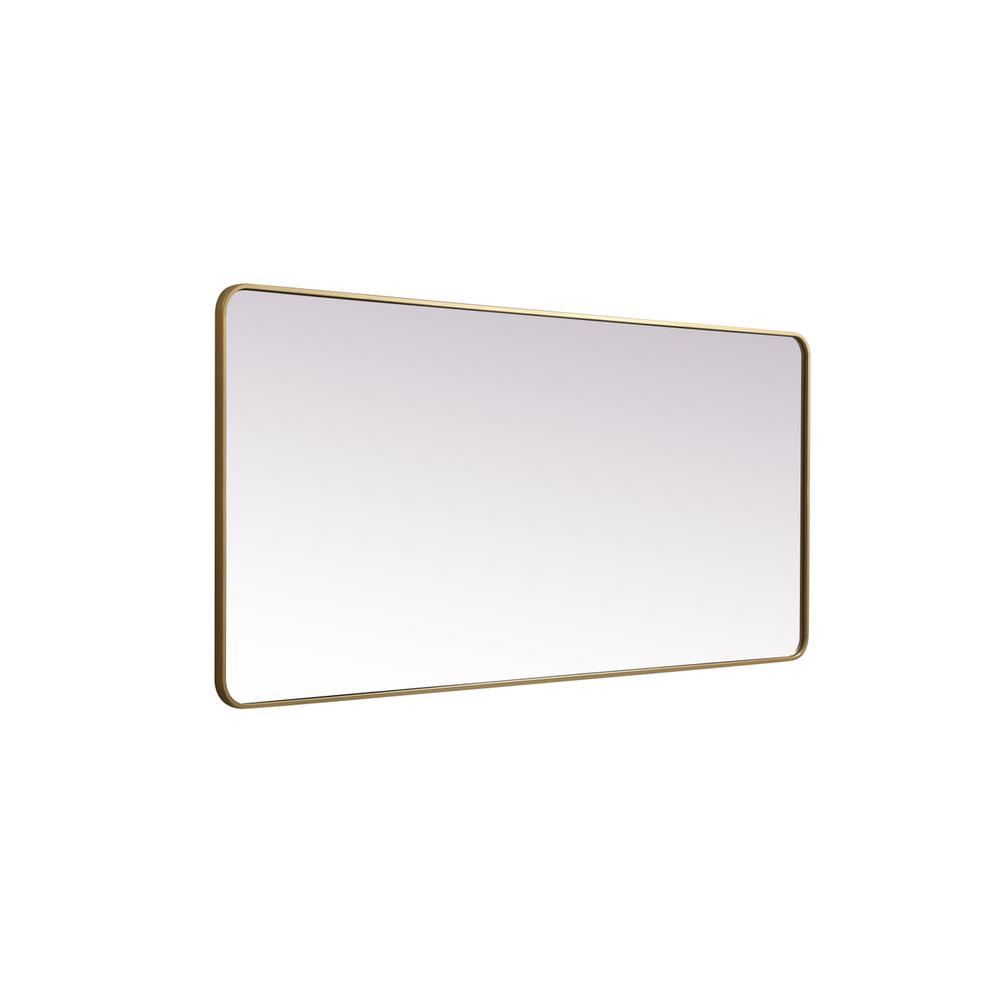 Left. Elegant Decor - Soft Corner Metal Rectangle Mirror 32x72 Inch in Brass - Brass.