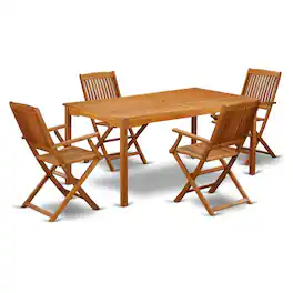 East West Furniture - Wooden Patio Set Natural Oil - Brown
