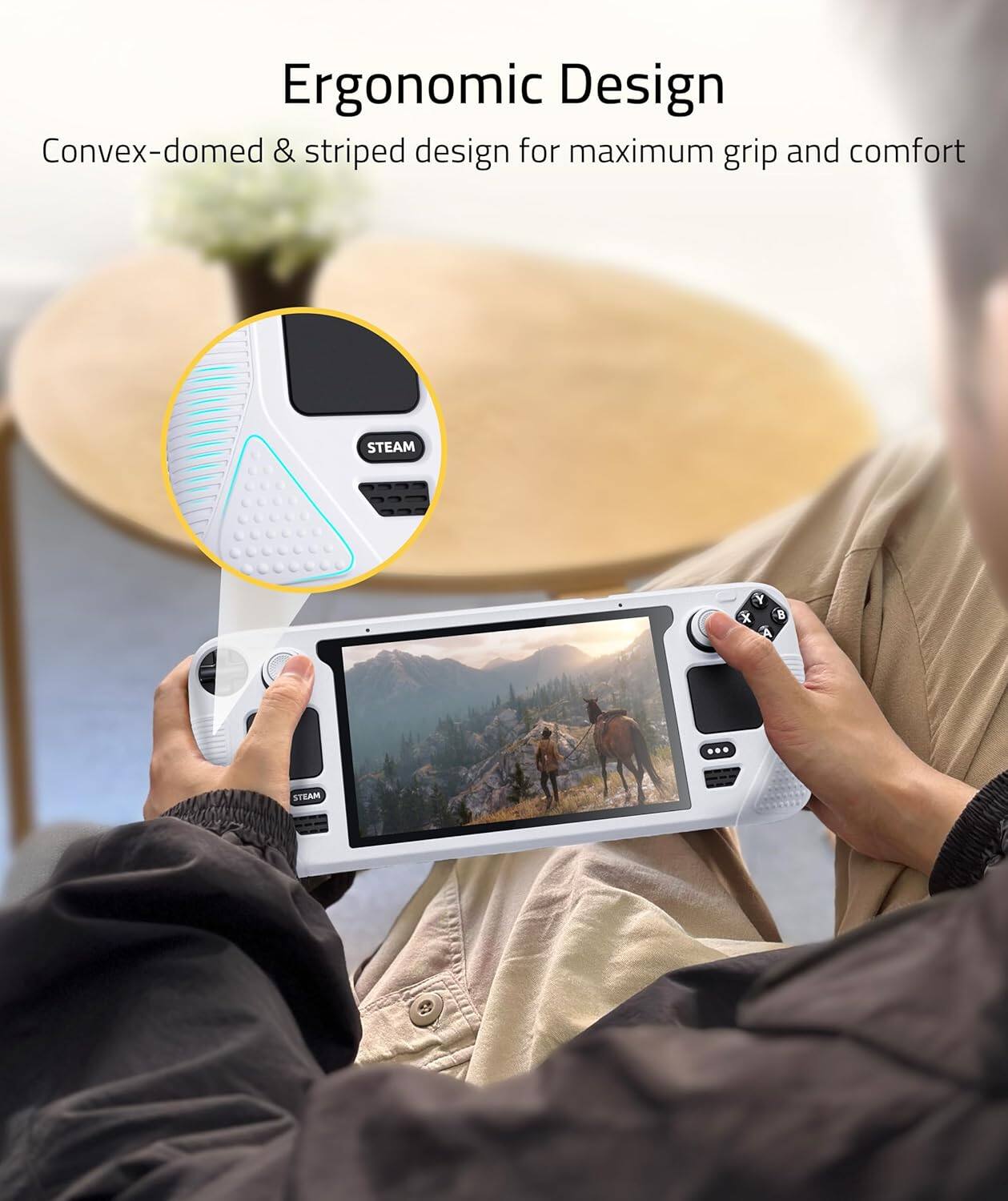 Ergonomic Design  
Convex-domed & striped design for maximum grip and comfort