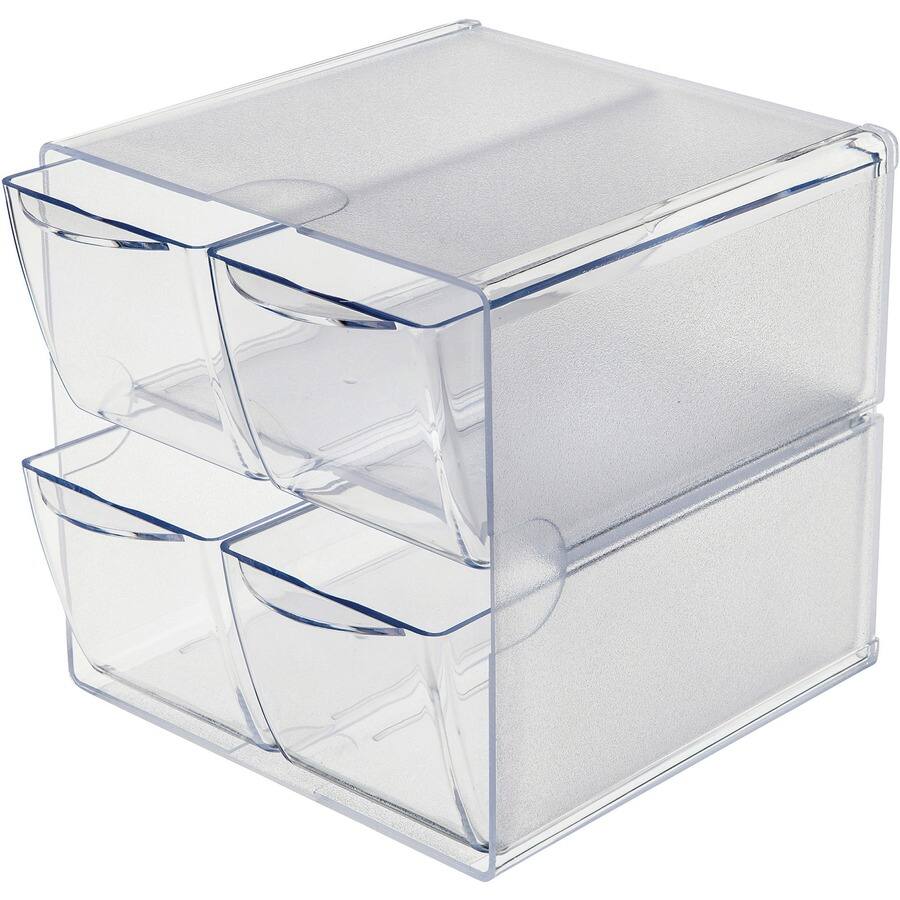 Angle. Deflecto - Deflecto Stackable Cube Organizer 4 Drawer 6" x 6" x 7.25" Desktop Stackable Clear Plastic - Clear.