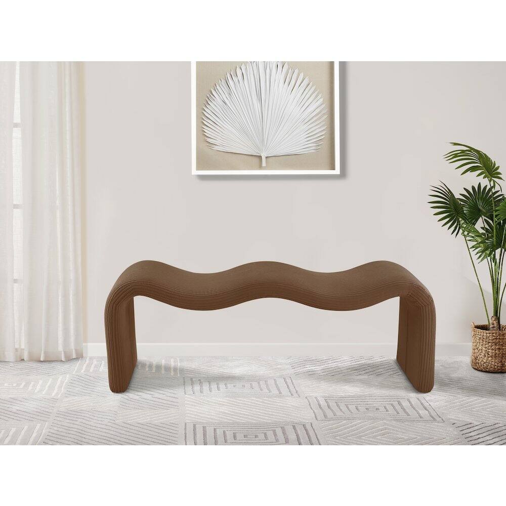 Alt View 1. Meridian Furniture - Willow Saddle Corduroy Fabric Bench - Brown.