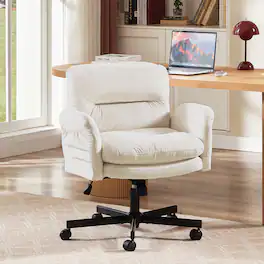 Bestier - Criss Cross Office Chair, Flip-Up Armrest Swivel Desk Chair with Wheel, Ergonomic Computer Chair for Study Makeup Gaming - White
