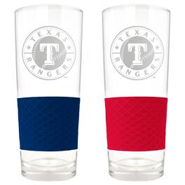 Great American Products - Texas Rangers 22oz. Logo Score Pint Glass Two-Piece Set - Multicolor