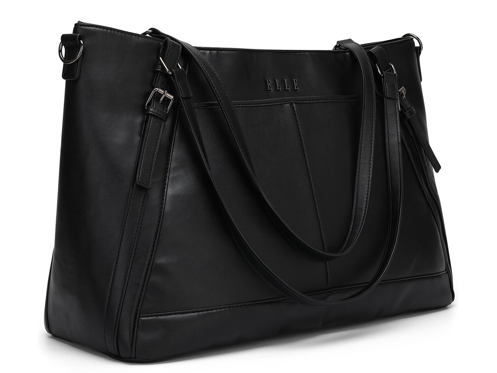 Alt View 6. Elle - ELLE Leisure Luxe 33L Vegan Leather Weekender Duffel Bag | Black - Black.