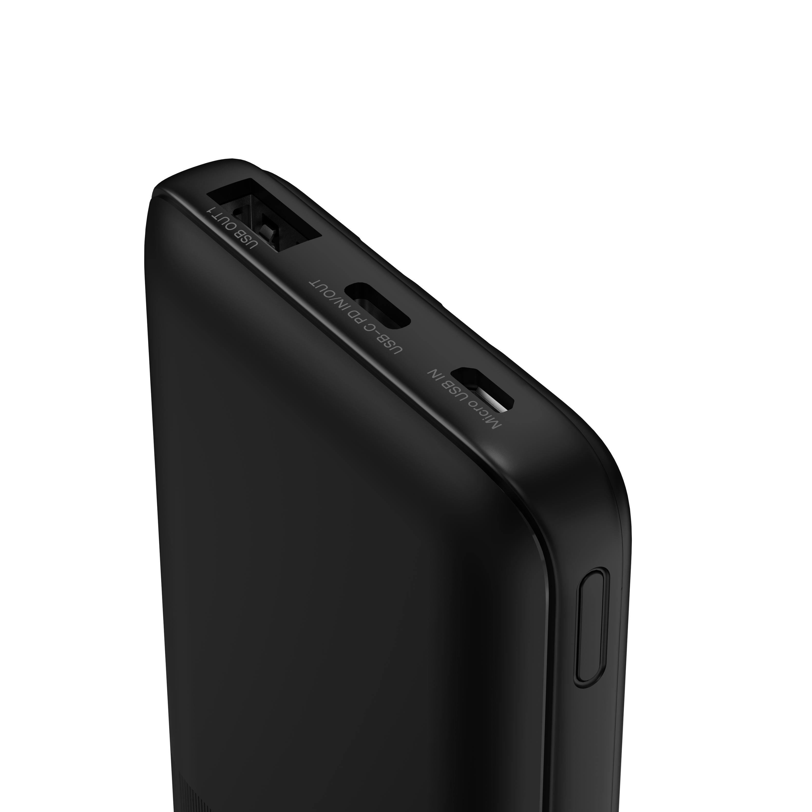 The text on the image reads "OUT1 USB IN/OUT PD USB-C NI USB Micro I". This text suggests that the device is a USB hub with both USB-C and USB-A ports, as well as a USB Micro-B port. It also indicates that the device supports Power Delivery (PD) technology, which allows for faster charging and power transfer between devices.