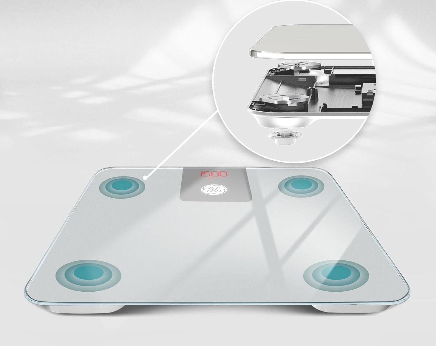 Alt View 3. FINEAK - Smart Bluetooth Digital Bathroom Scale for Weight & BMI - Silver Grey.