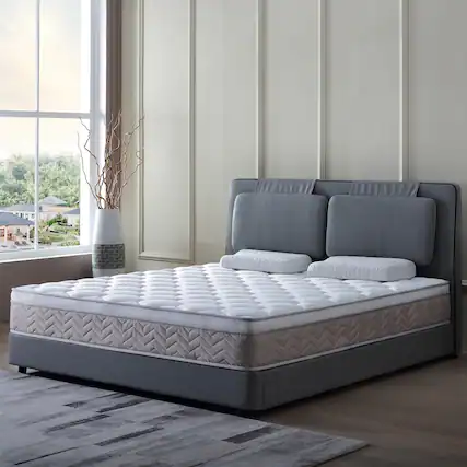 Front. Boyel Living - 12-Inch Queen Hybrid Memory Foam and Pocket Coil Mattress in a Box - Brown.