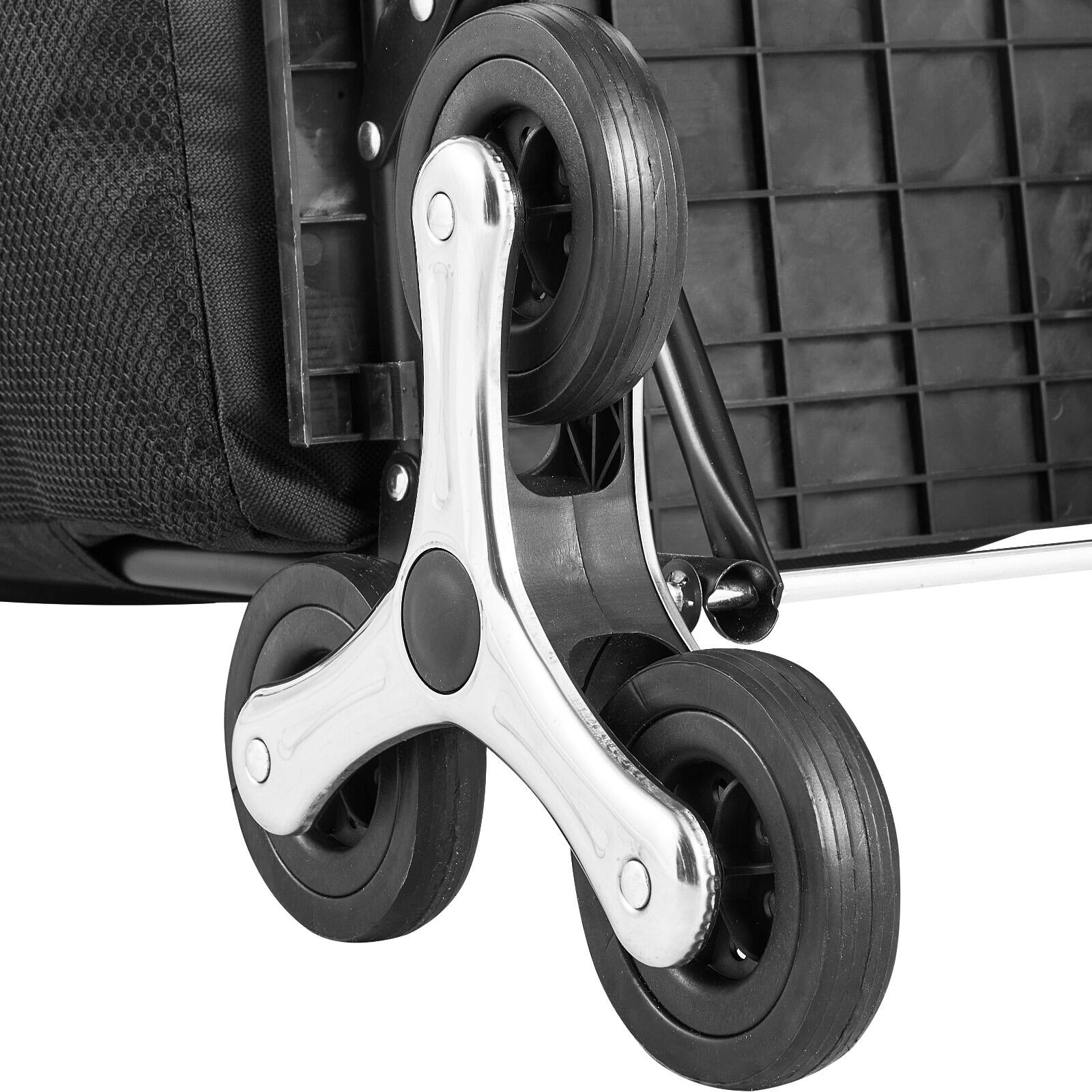 Angle. LOVMOR - Stair Climbing Shopping Cart, Foldable 36L Utility Cart with Storage Bag and 6 Wheels - Black.