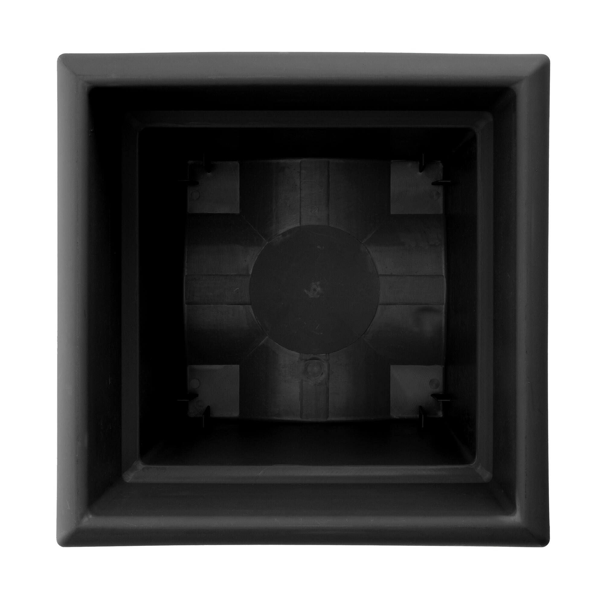 Alt View 1. Bloem - Black 18" - Veranda Deck Box Sq Planter.