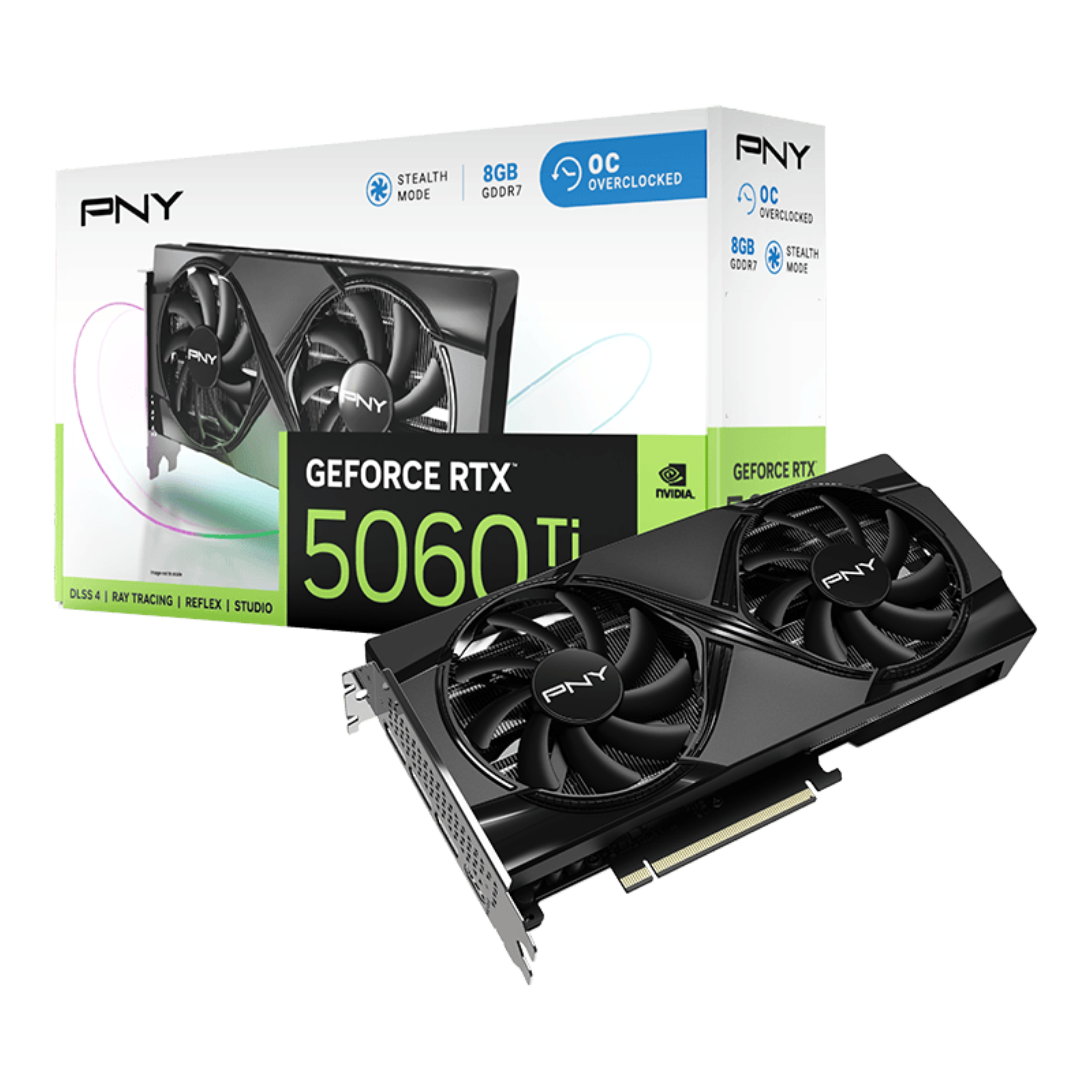 PNY STEALTH MODE 8GB GDDR7
OC OVERCLOCKED
GEFORCE RTX 5060 Ti
DLSS 4 | RAY TRACING | REFLEX | STUDIO