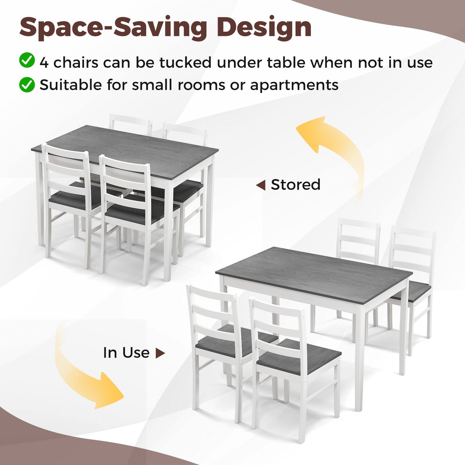 SlickBlue Rectangular Wood Dining Table Set with 4 Chairs, 5 Piece ...