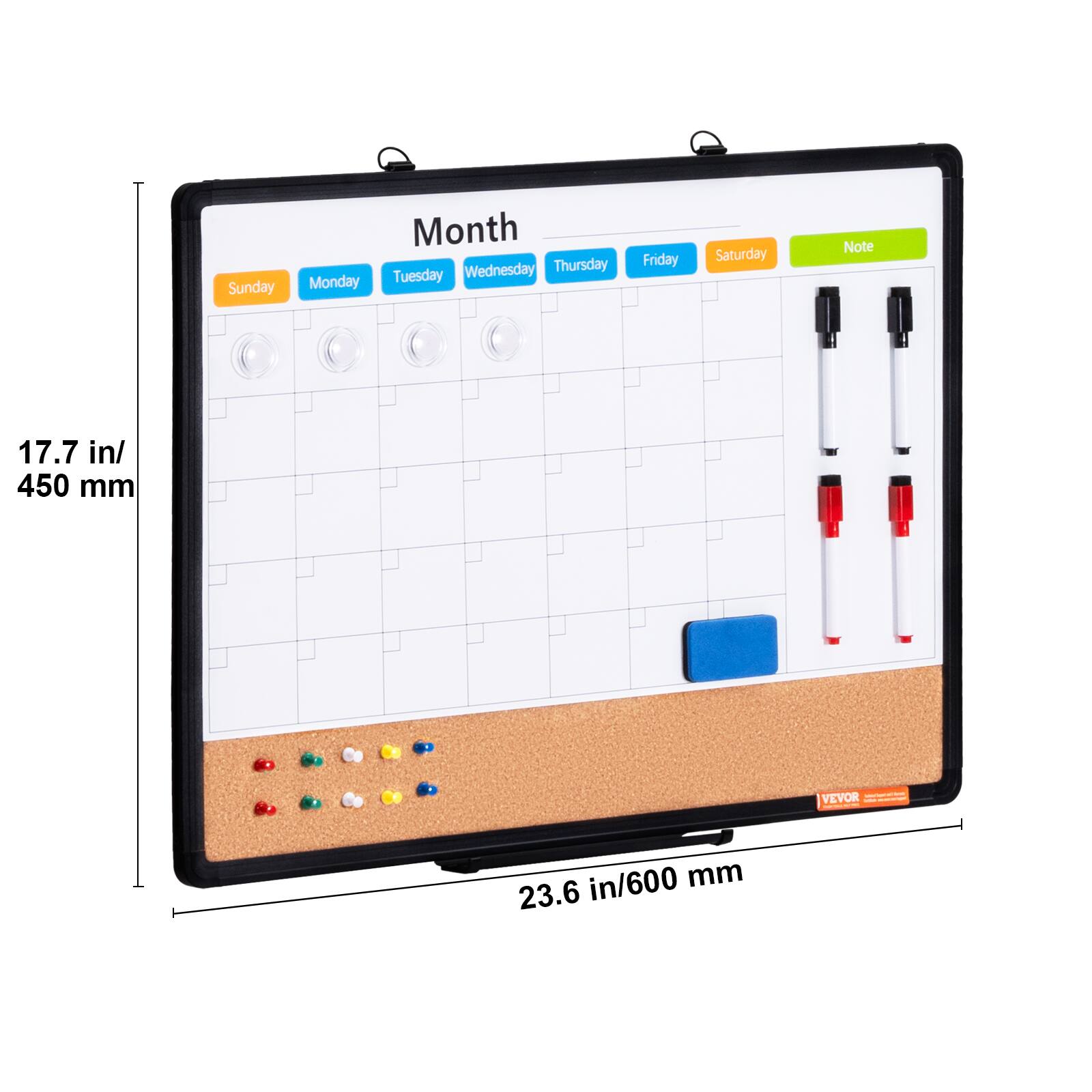 Sunday Monday Tuesday Wednesday Thursday Friday Saturday Note 17.7 in/ 450 mm VEVOR - - - in/600 mm 23.6