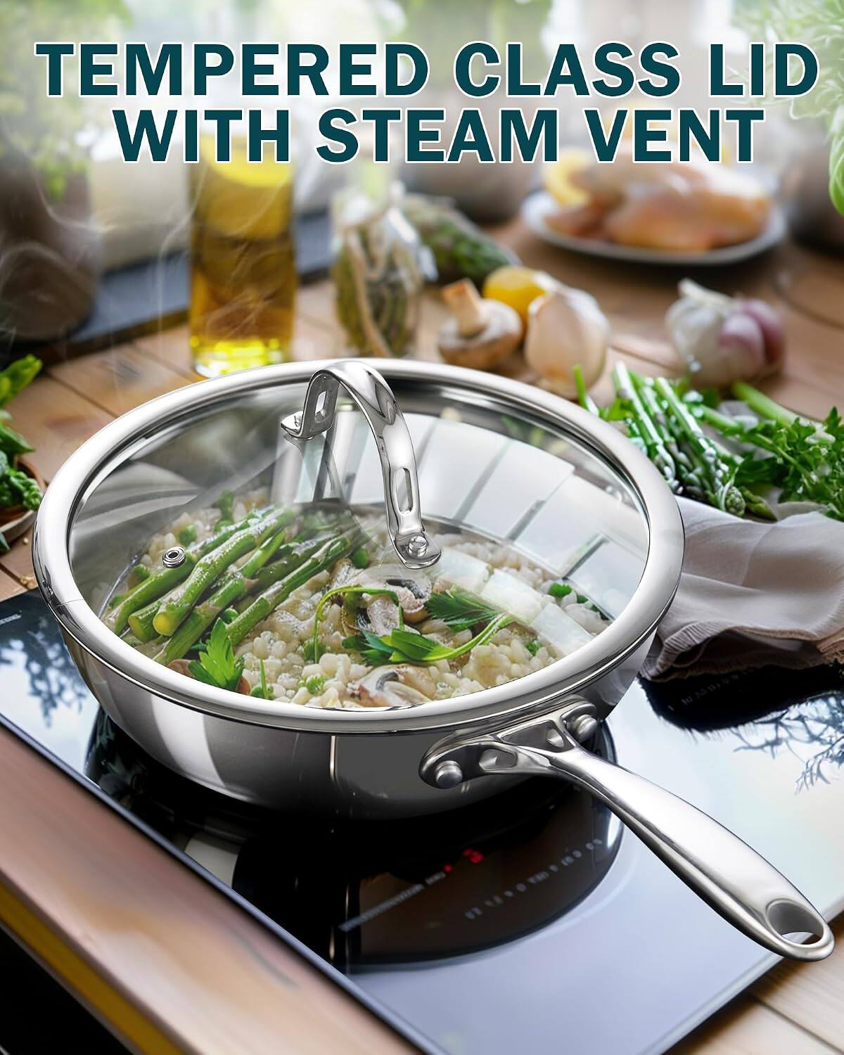 TEMPERED CLASS LID WITH STEAM VENT