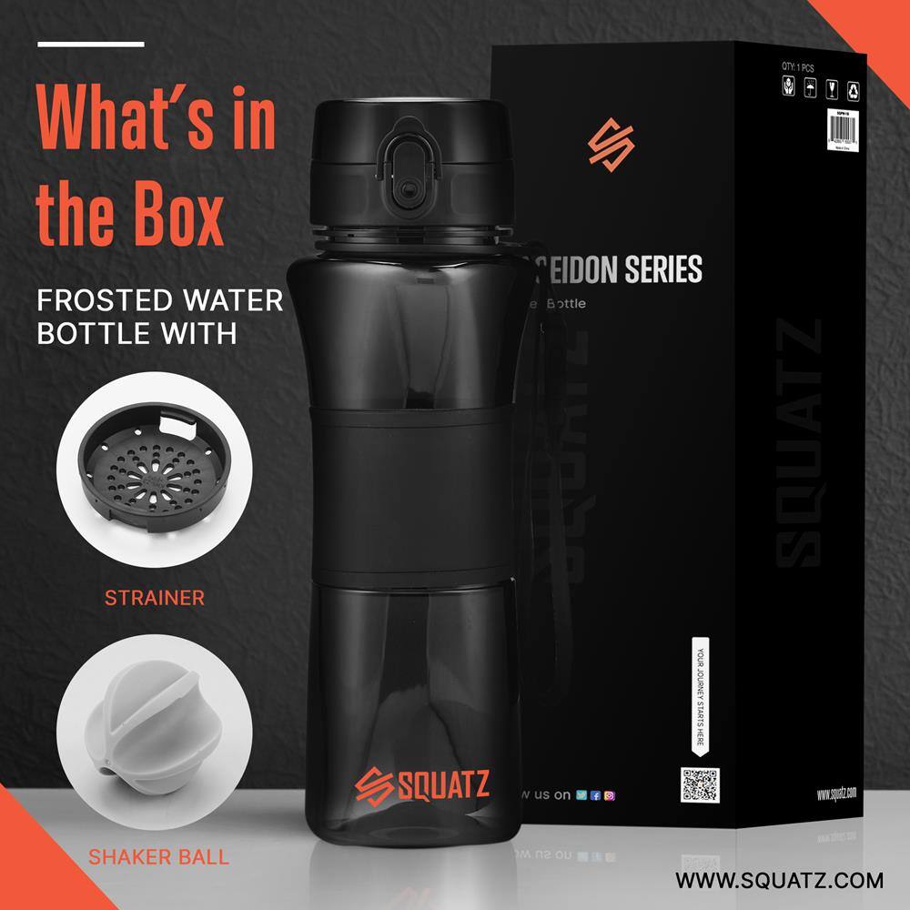 What's in the Box  
FROSTED WATER BOTTLE WITH STRAINER  
SEIDON SERIES  
SHAKER BALL  

1 QT 1 PCS  

SQUATZ  
www.squatz.com