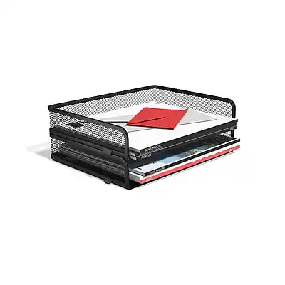 Alt View 2. TRU RED - Side Load Stackable Metal Letter Tray, Matte 2/Pack - Matte Black.