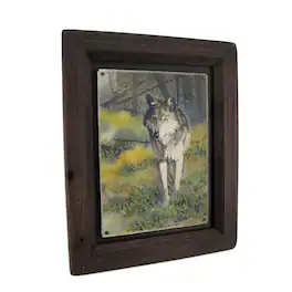 Zeckos - Big Sky Carvers Grey Wolf Wood Frame Wall Art - Gray