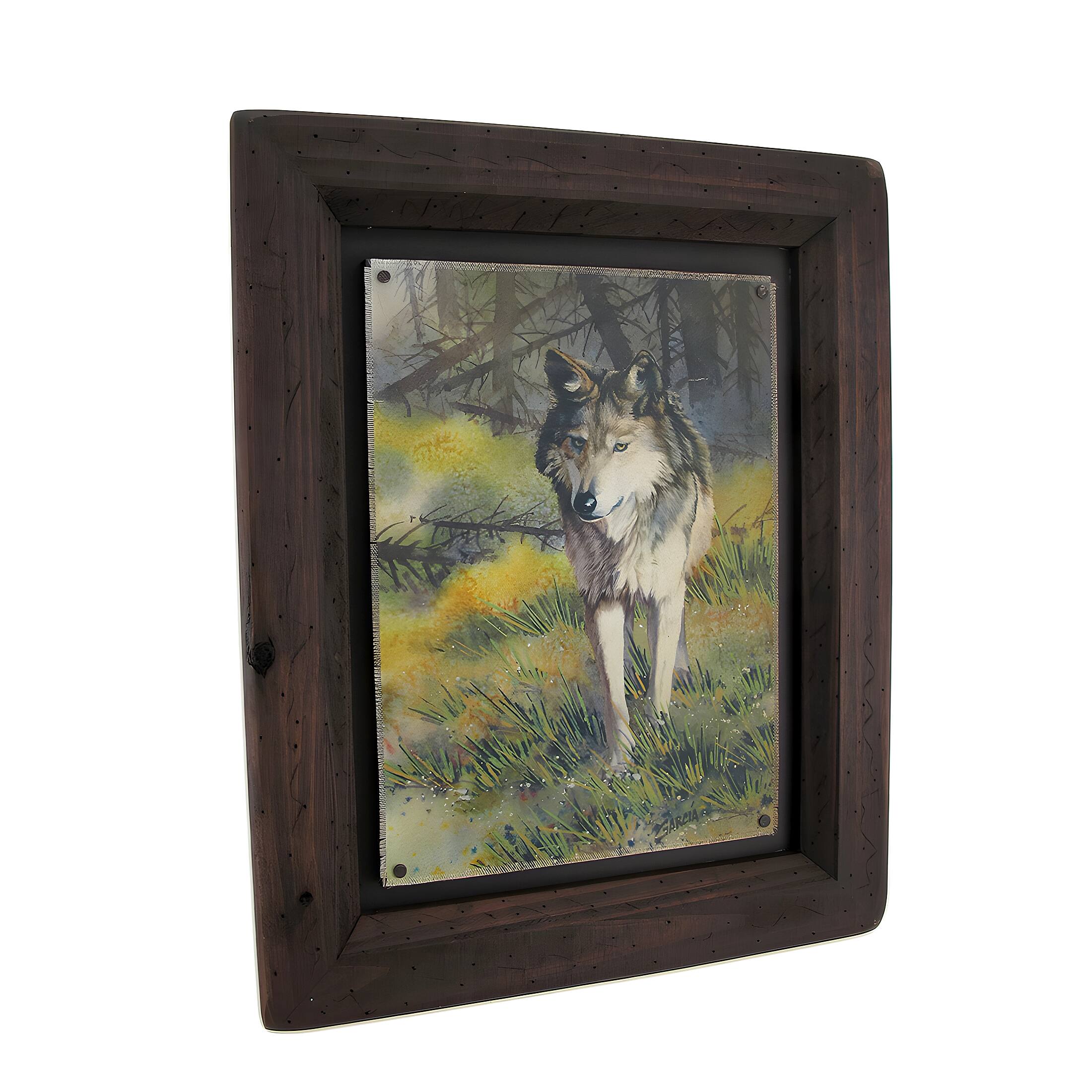 Zeckos - Big Sky Carvers Grey Wolf Wood Frame Wall Art - Gray