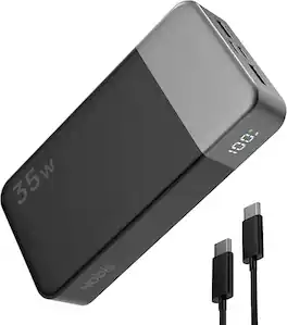Nobis - 20000mAh 35W USB-C PD Power Bank with LED Display and 4-Port Fast Charging - Black