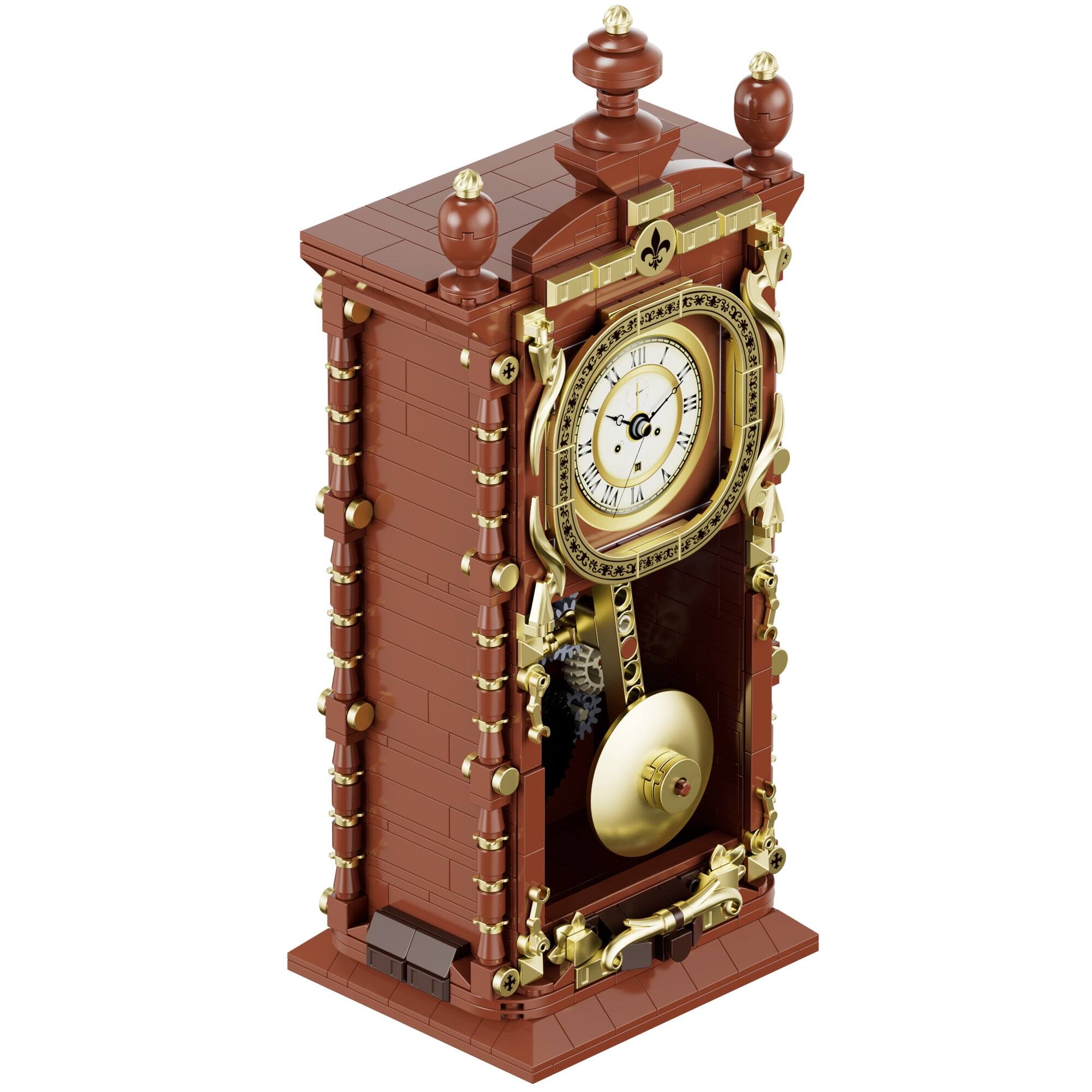 Alt View 1. Contixo - BK12 Retro Pendulum Clock 751-Piece Building Set with Quartz Clock Component, Ages 8+ - Brown.