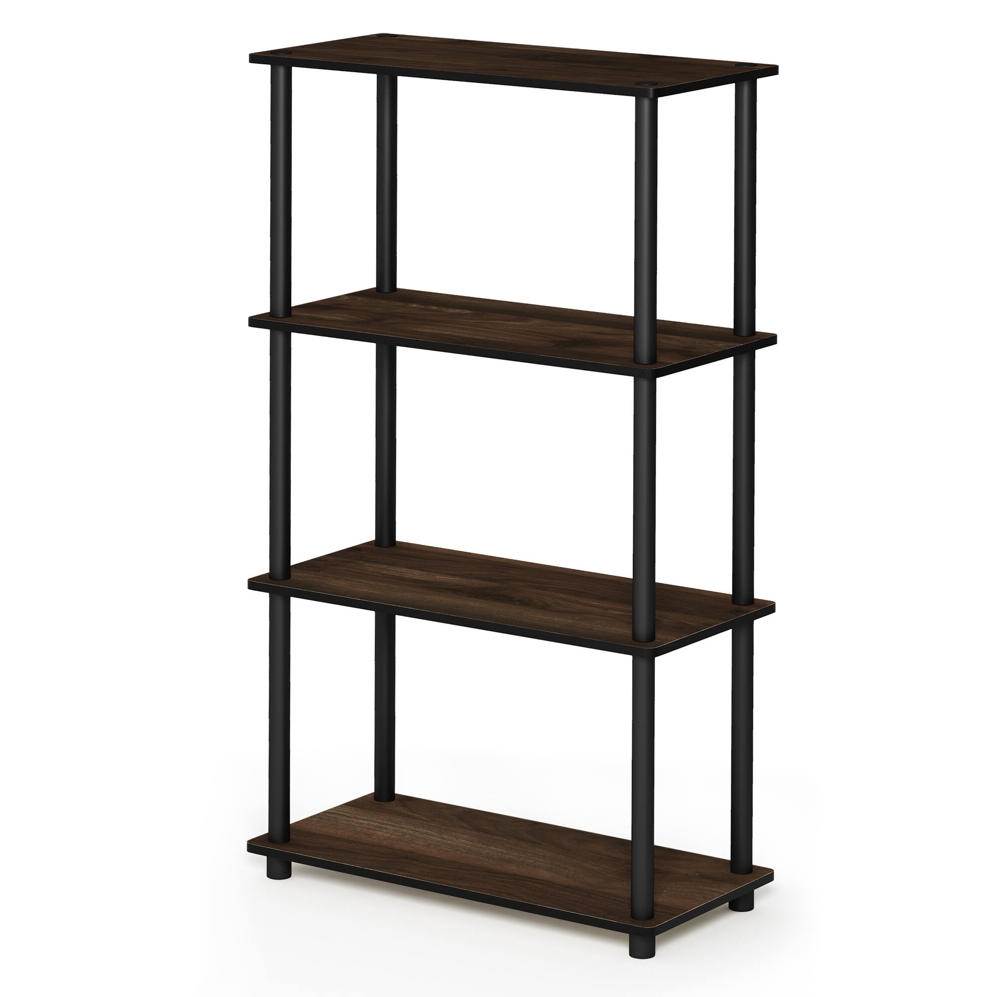 Furinno - Turn-N-Tube 4-Tier Multipurpose Shelf Display Rack, Columbia Walnut/Black - Columbia Walnut/Black