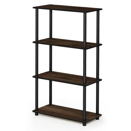 Front. Furinno - Turn-N-Tube 4-Tier Multipurpose Shelf Display Rack, Columbia Walnut/Black - Columbia Walnut/Black.