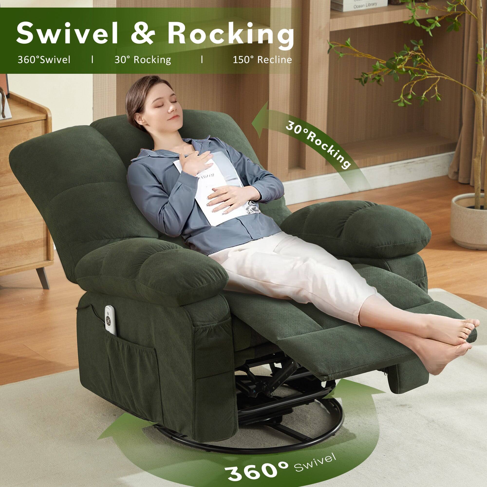 Swivel & Rocking  
360° Swivel | 30° Rocking | 150° Recline