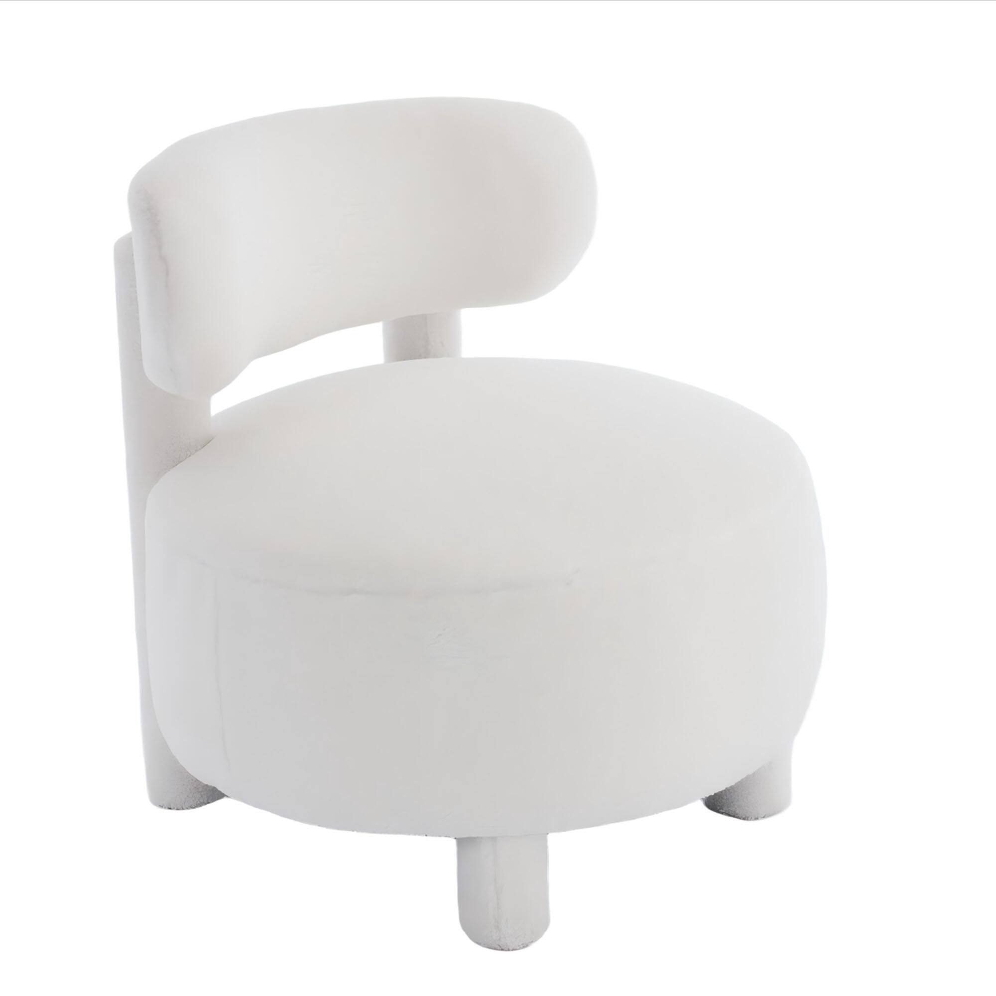 Front. Ecooso - Teddy Fabric armless accent chair with curved backrest and solid wood legs upholstered chair slipper side chair，White - White.