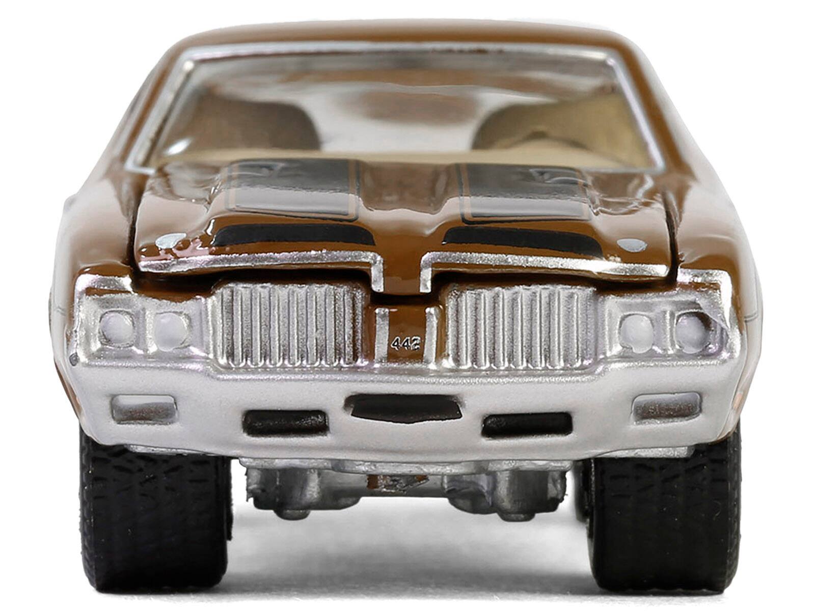 Alt View 1. Greenlight - 1972 Oldsmobile 442 Brown with Black Stripes "The Complete Escape Machine" "Vintage Ad Cars" Series 11 1/64 - Brown with Black Stripes.