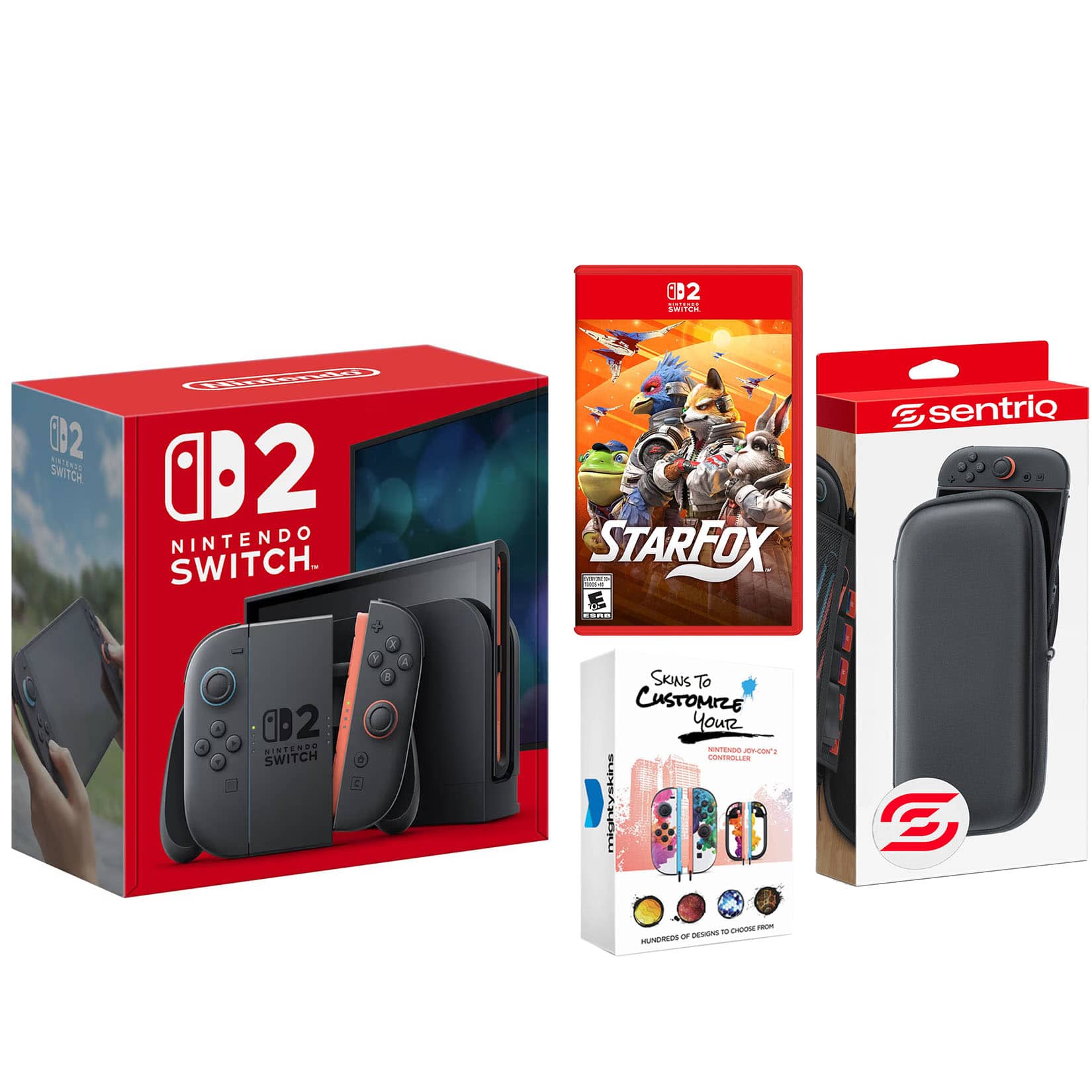Switch 2 Console with Star Fox Game, Protective Case and MightySkins Bundle